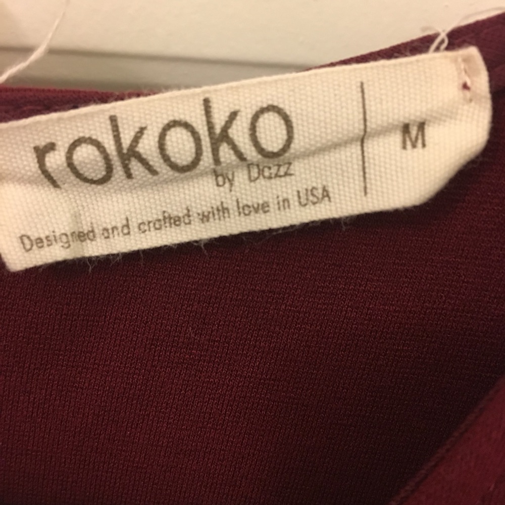 🔴 Rokoko Burgundy Mini Dress 3/4 Sleeve - Picture 4 of 4